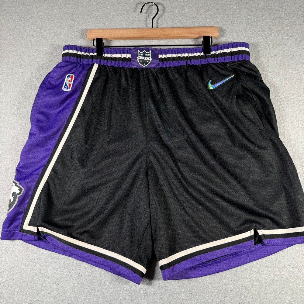 Nike Sacramento Kings NBA 75th Anniversary Shorts Black Purple 3XL DB4150-010